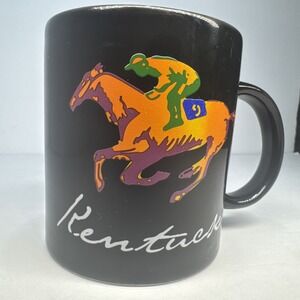 Vintage Kentucky Horse Racing‎ Mug – Black Ceramic with Bold Color Graphic